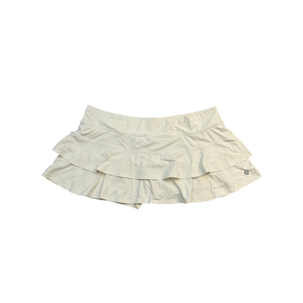 Lija Tiered Tennis Skort Womens XL Cream Excellent Ruffle Golf Mini Skirt